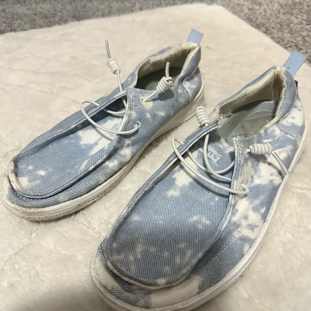 Levi's Blue and White Slip-On Loafers